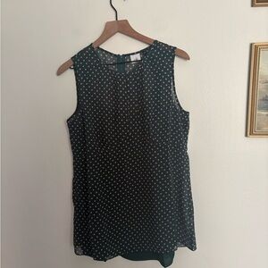 CAbi Flirt Top #3784 Green and Pink Polka Dot Tank Top Size MEDIUM SAMPLE NWOT